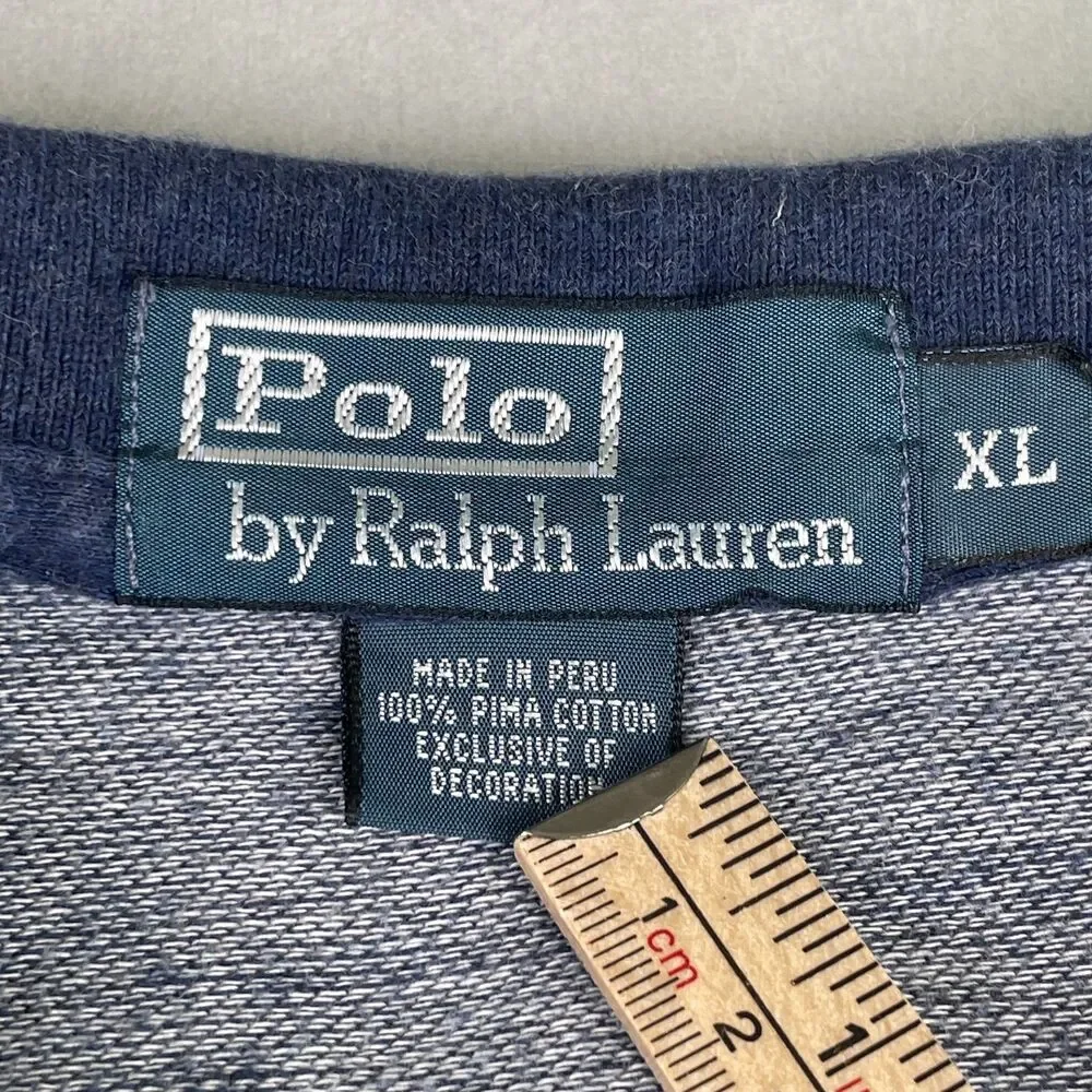 Vintage Polo by Ralph Lauren Shirt Mens XL 100% Pima Cotton Gray-Blue Collar Y2K